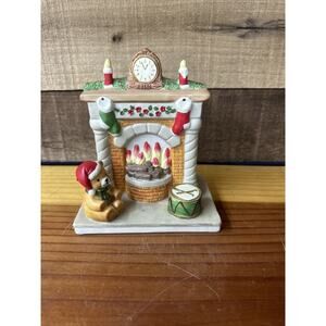 Aldon Christmas Lighted Chimney With Stockings And Bear